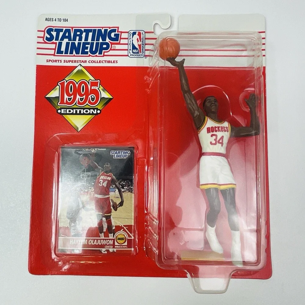 1995 Kenner NBA Starting Lineup Hakeem Olajuwon Houston Rockets Figure w Card